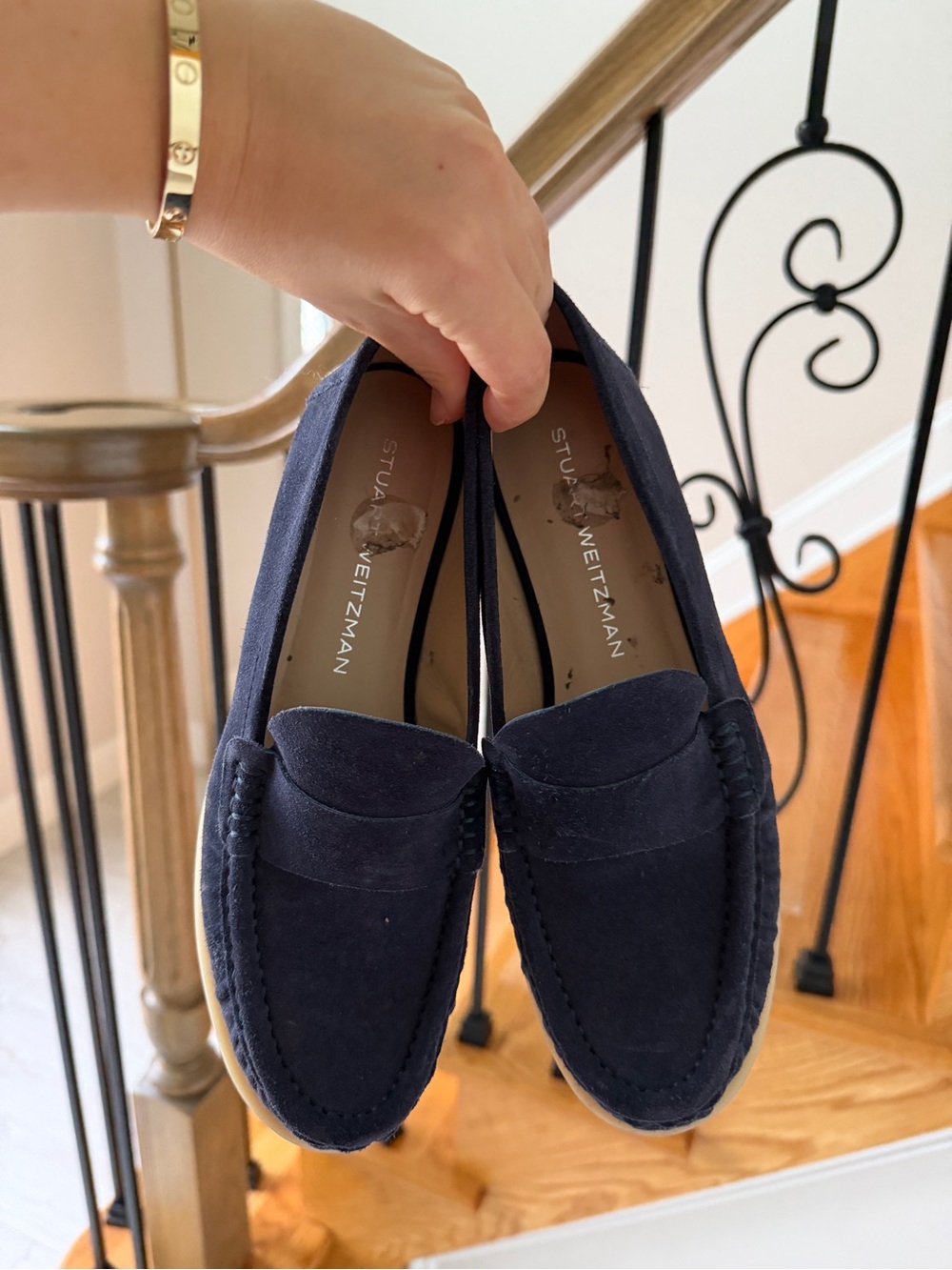 Stuart Weitzman Navy Suede Loafers